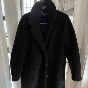Jcrew Black Teddy Sherpa Topcoat Like New!